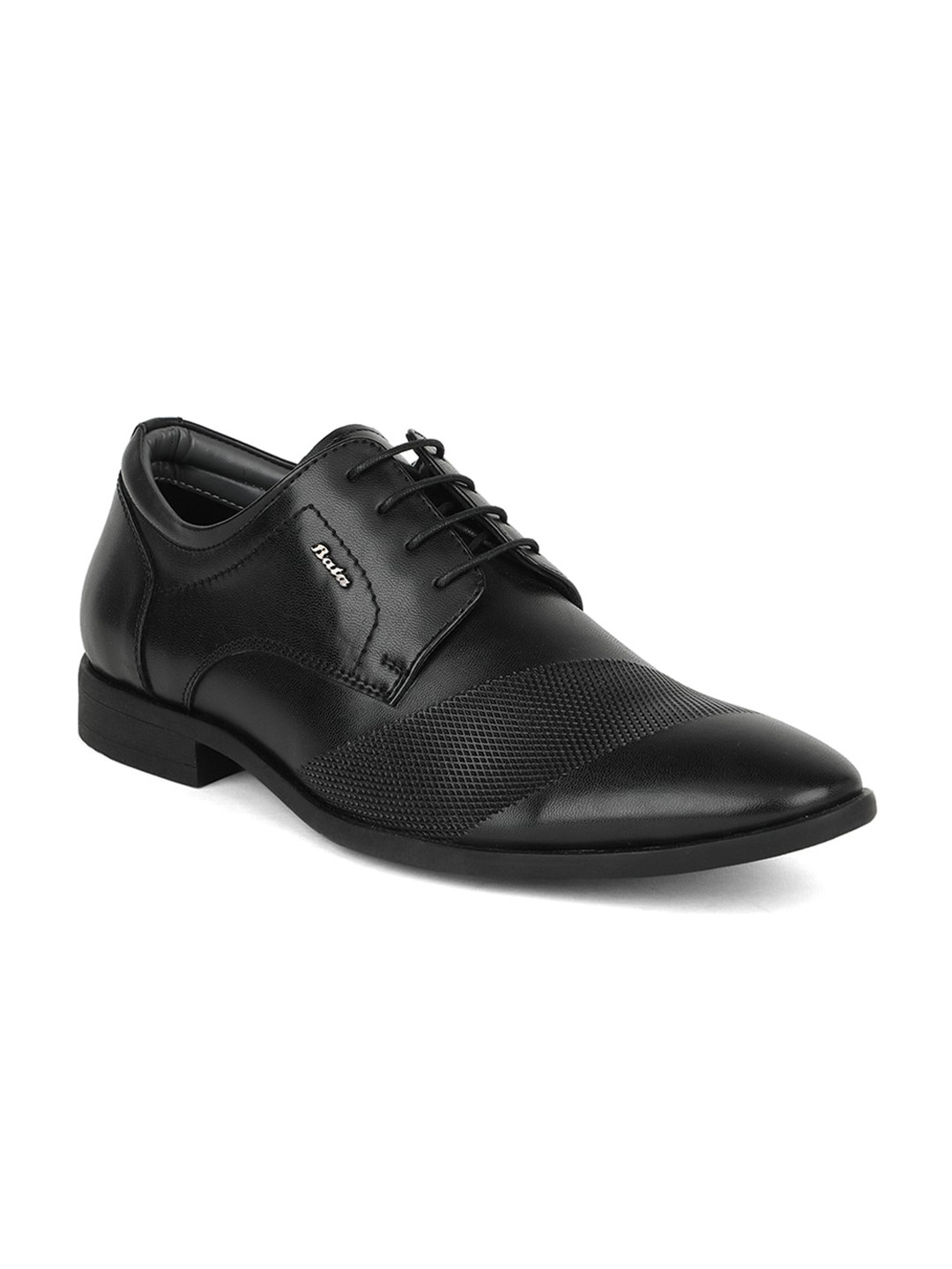 

Bata Men Black Solid Leather Formal Derbys