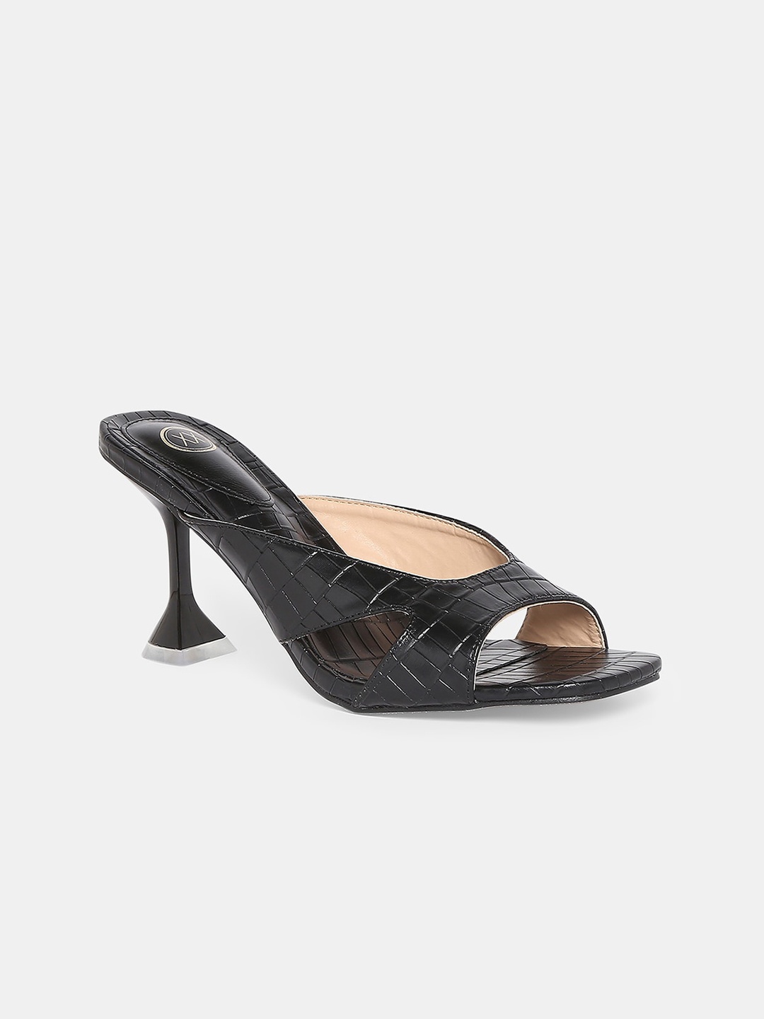 20Dresses Black Textured PU Sandals