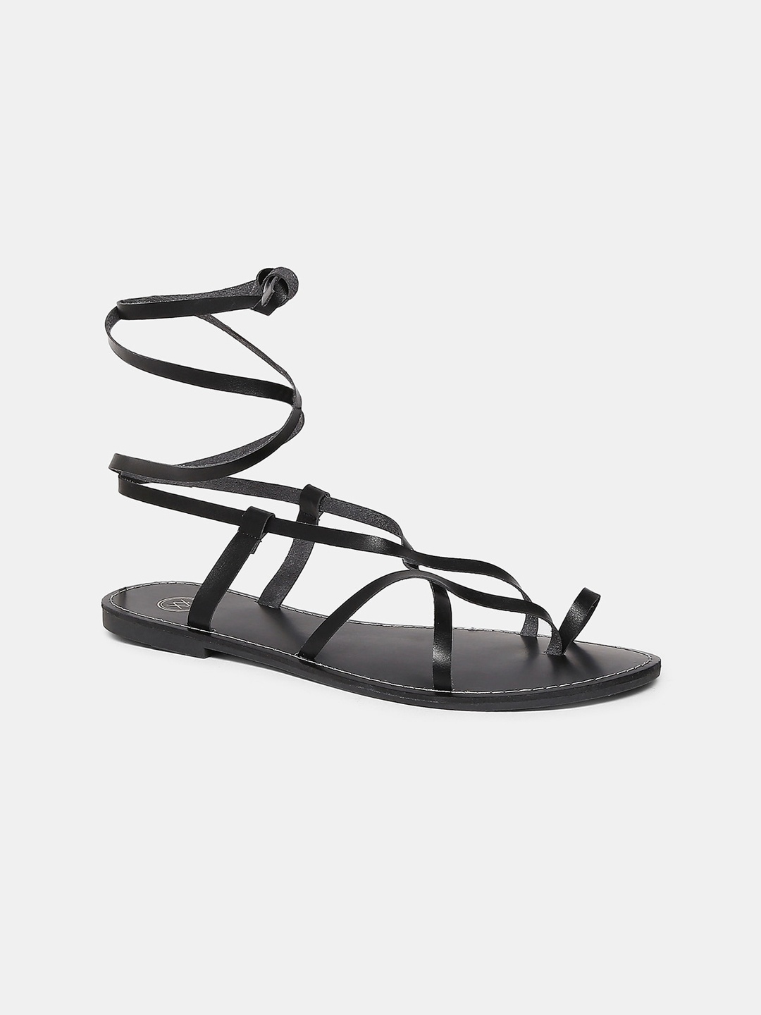 

20Dresses Women Black Gladiators with Buckles Flats
