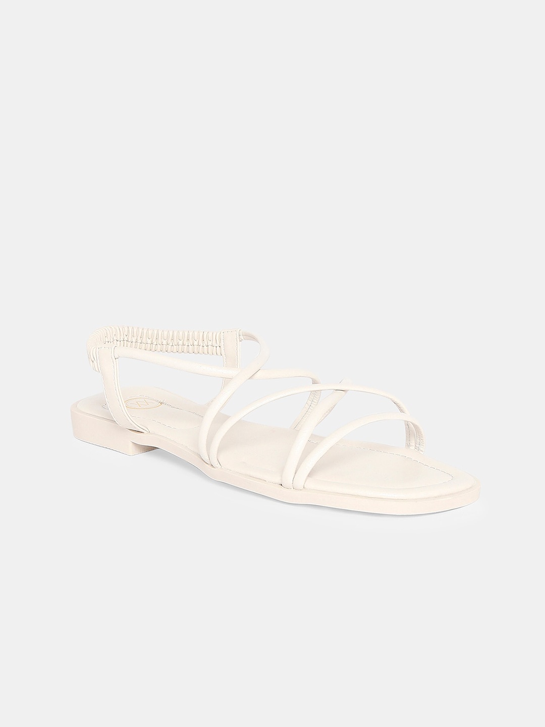 

20Dresses Women Off White Textured Leather Party Open Toe Flats