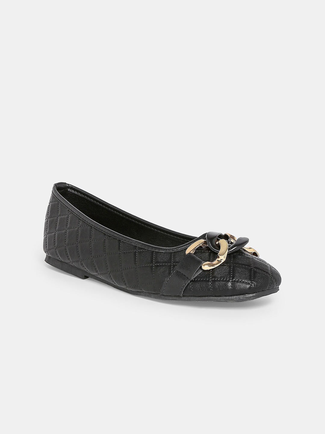 

20Dresses Women Black Textured T-Strap Flats with Bows