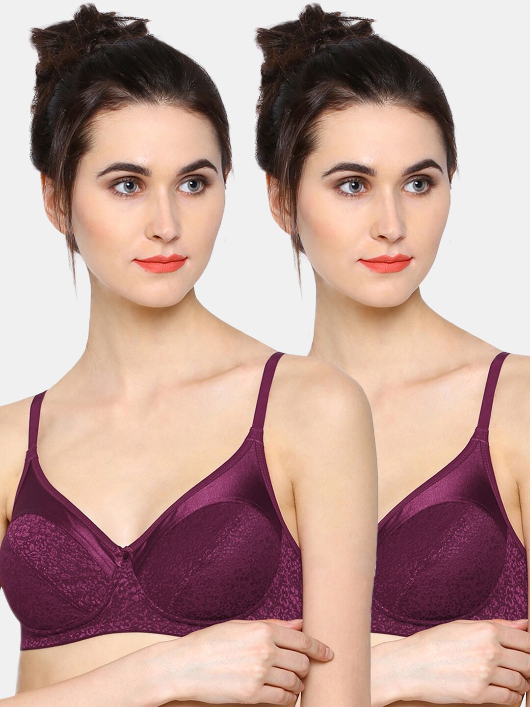 

Sonari Pack Of 2 Purple Self Design Non-Padded Non-Wired Everyday Bra