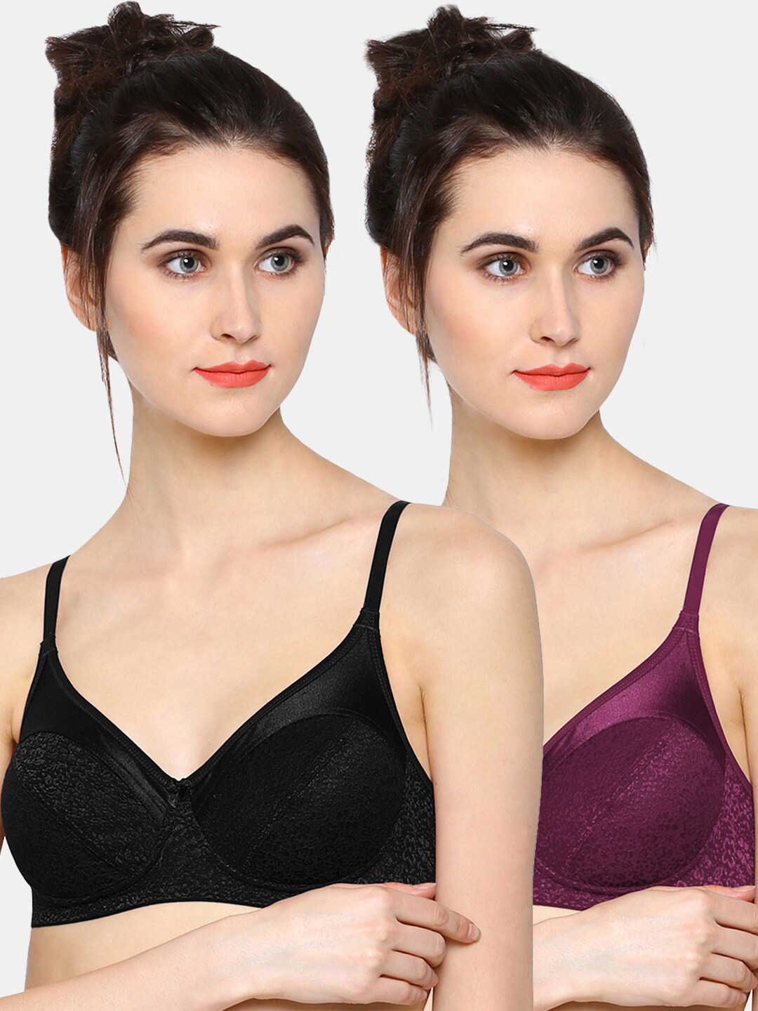 

Sonari Burgundy & Black Set Of 2 Non Padded Bra