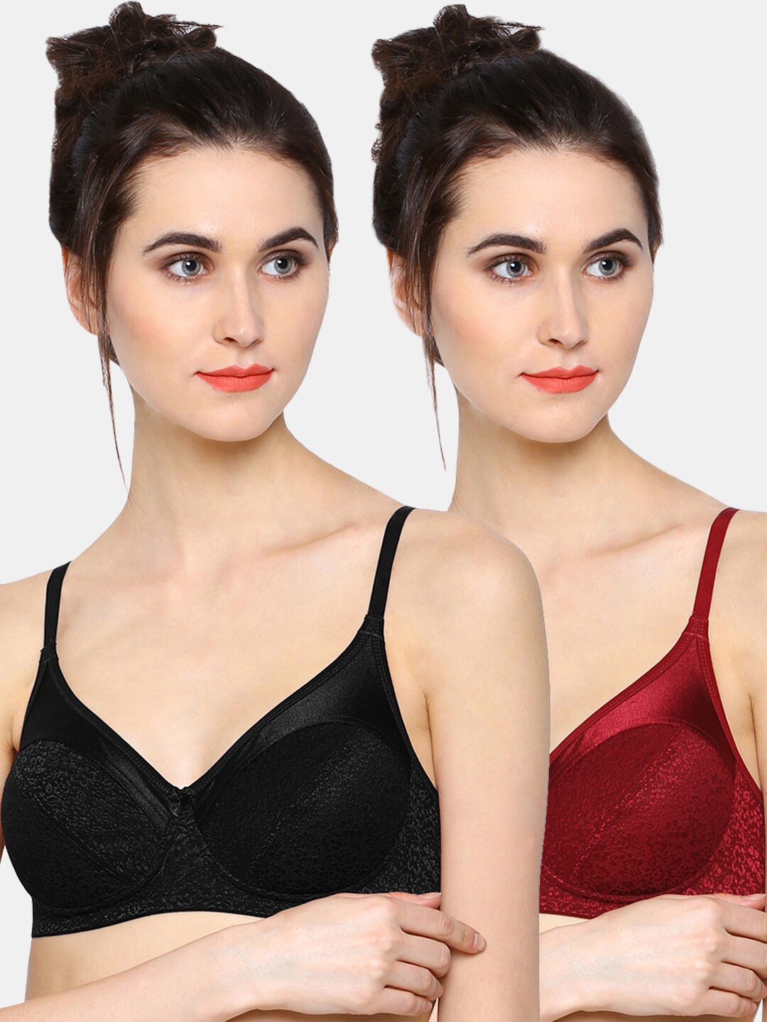 

Sonari Black & Red Non-Wired Non-Padded Cut & Sew Everyday Bra Pack Of 2