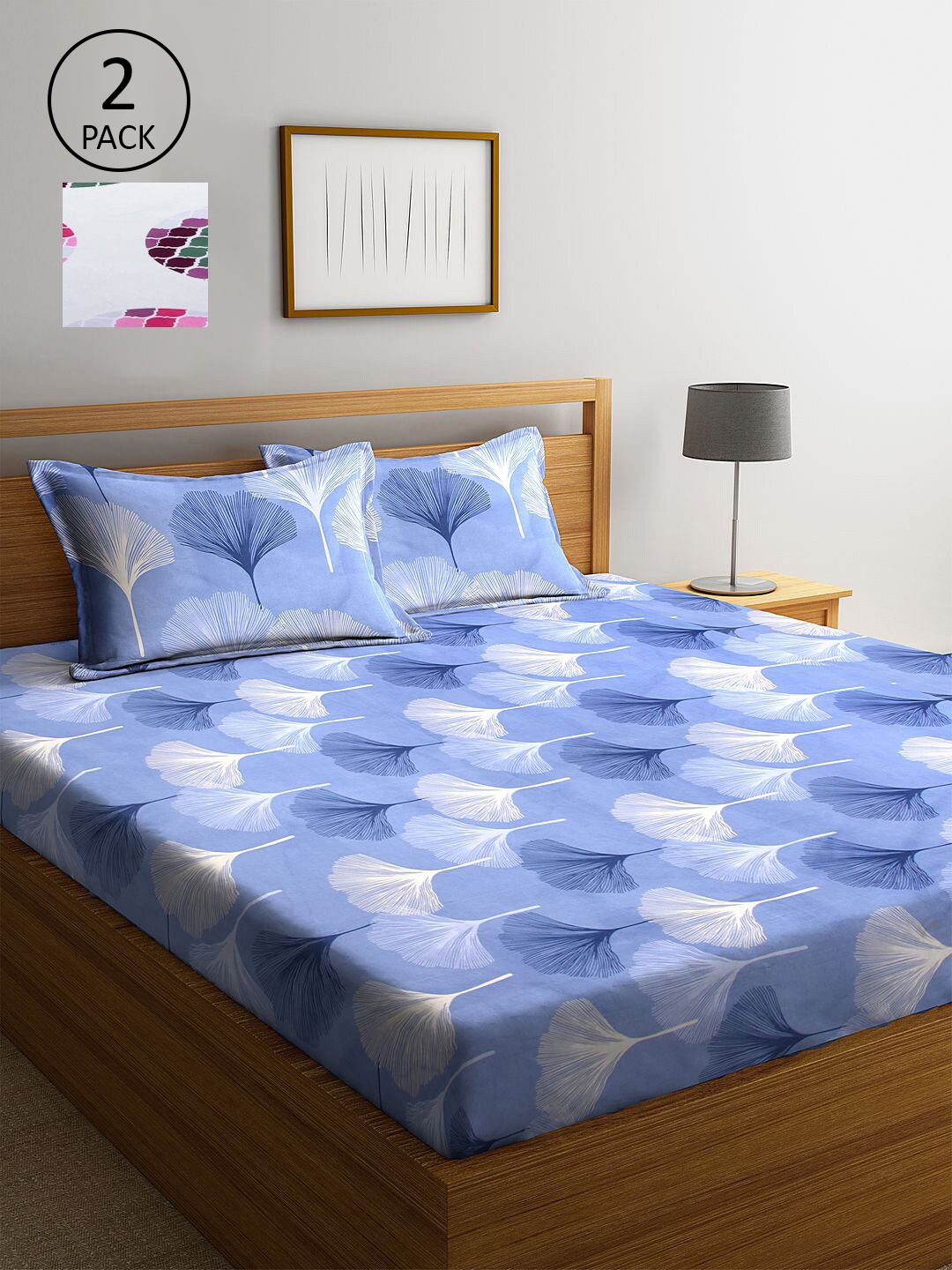 

KLOTTHE Blue & White Floral 210 TC 2 King Bedsheet with 4 Pillow Covers