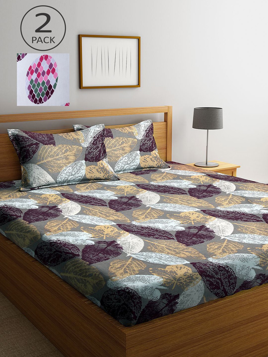

KLOTTHE White & Pink Cotton Blend 300 TC 2 King Bedsheet with 4 Pillow Covers