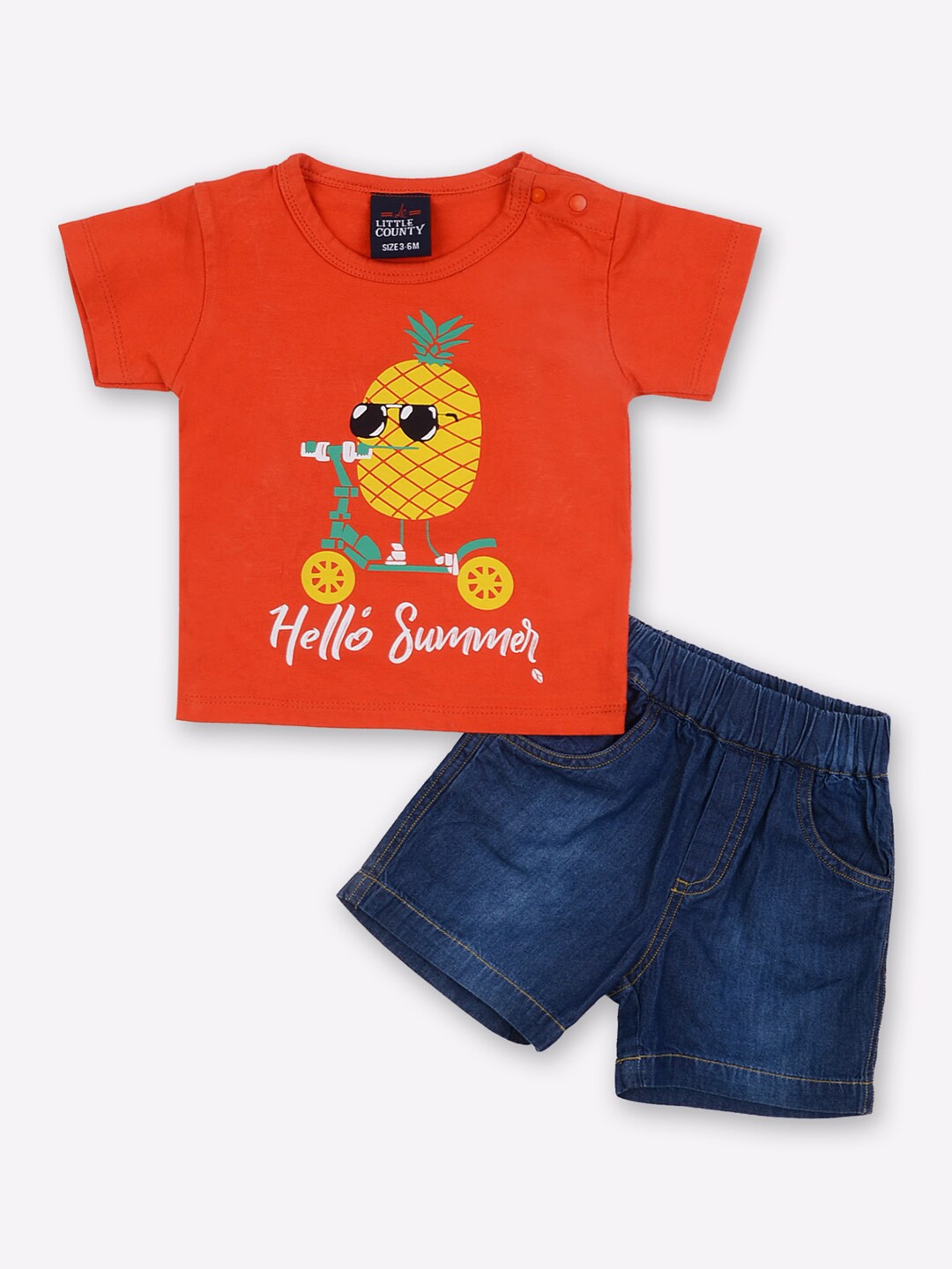 

Little County Boys Red & Blue Printed T-shirt with Shorts