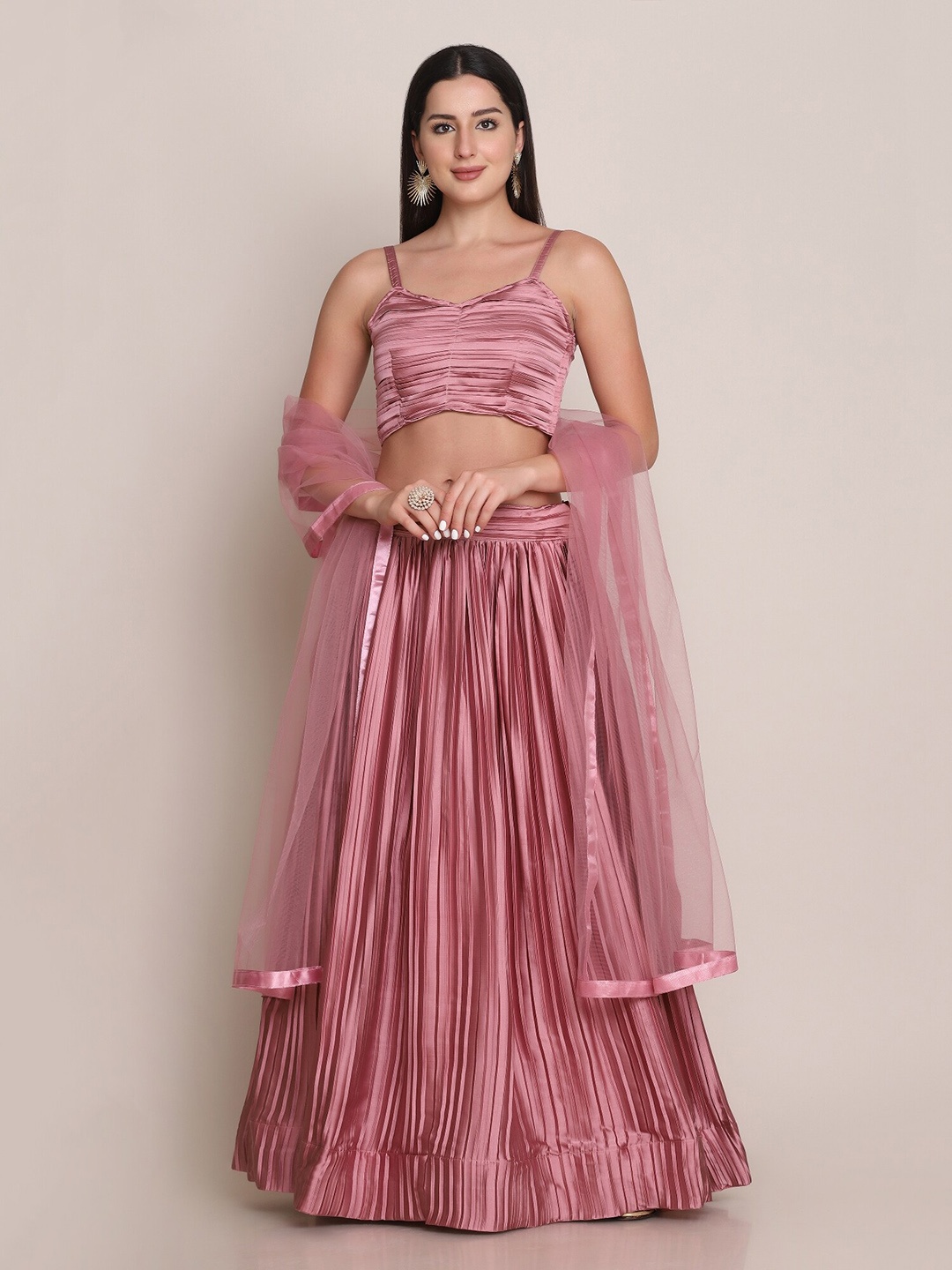 

Warthy Ent Pink Semi-Stitched Lehenga Choli With Dupatta