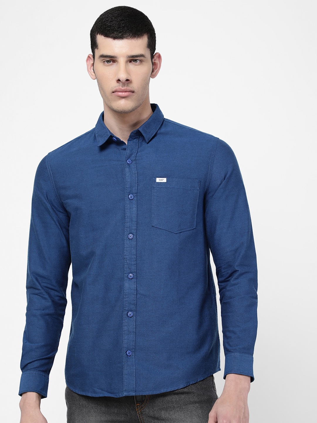 

Lee Men Blue Slim Fit Cotton Casual Shirt