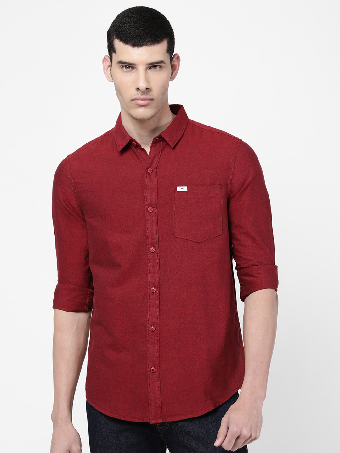 

Lee Men Maroon Slim Fit Cotton Casual Shirt