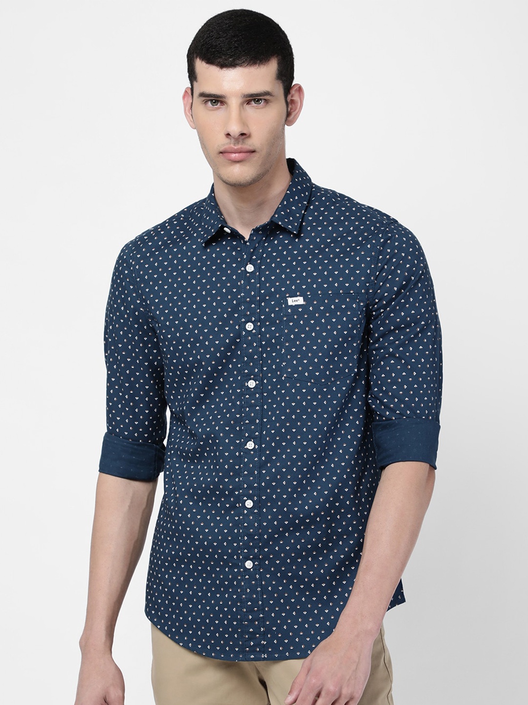 

Lee Men Blue Slim Fit Printed Casual Shirt