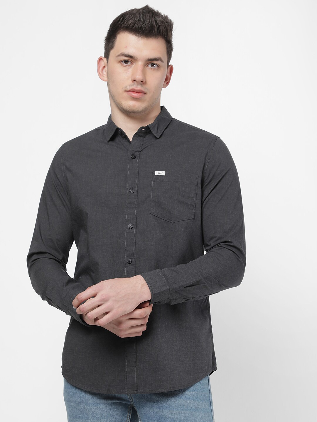 

Lee Men Black Slim Fit Casual Shirt
