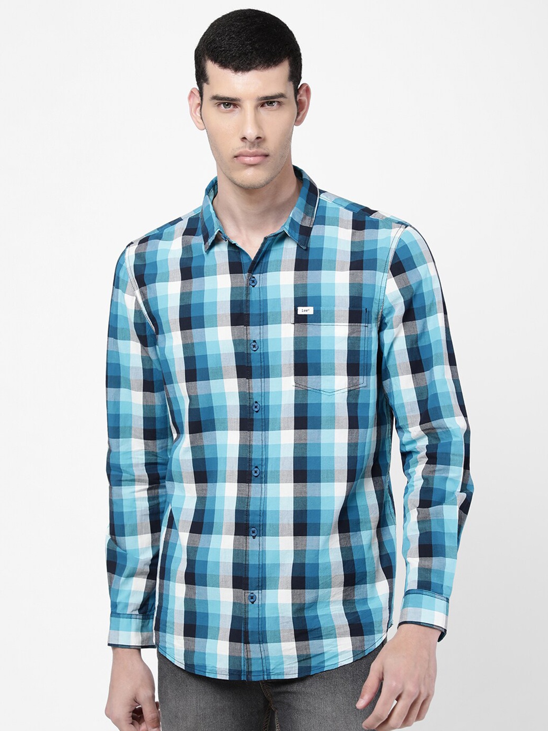 

Lee Men Blue Slim Fit Tartan Checked Casual Shirt