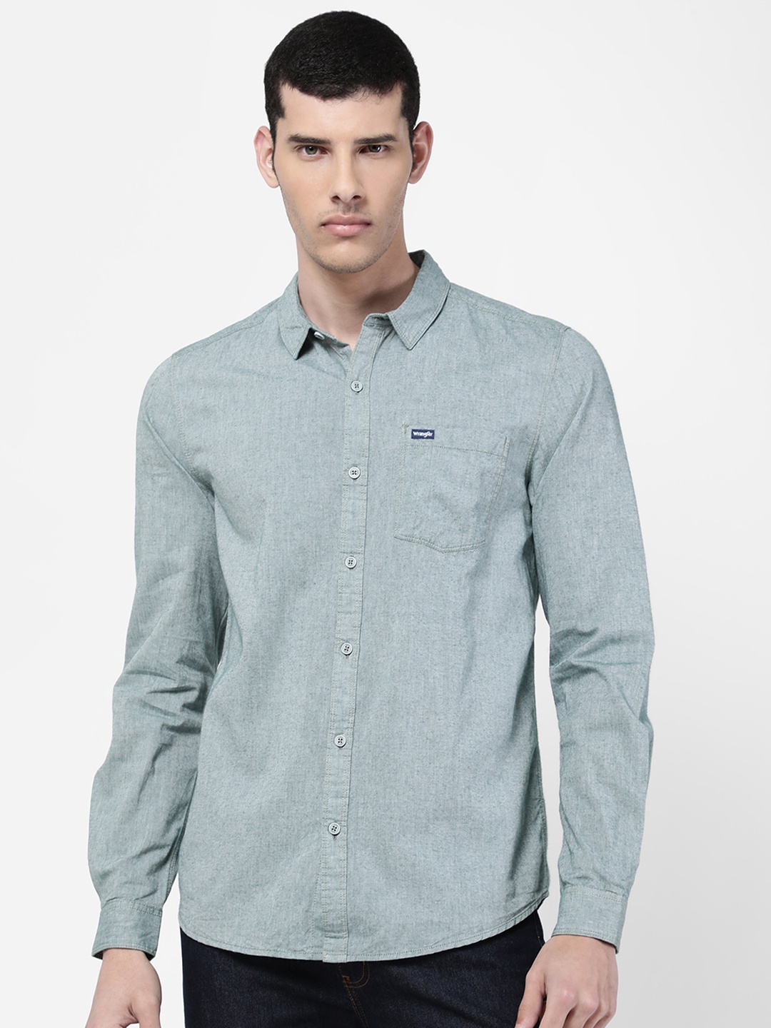

Wrangler Men Green Slim Fit Casual Shirt