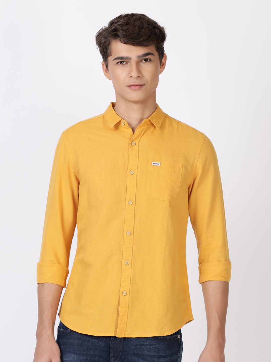 

Wrangler Men Yellow Cotton Casual Shirt