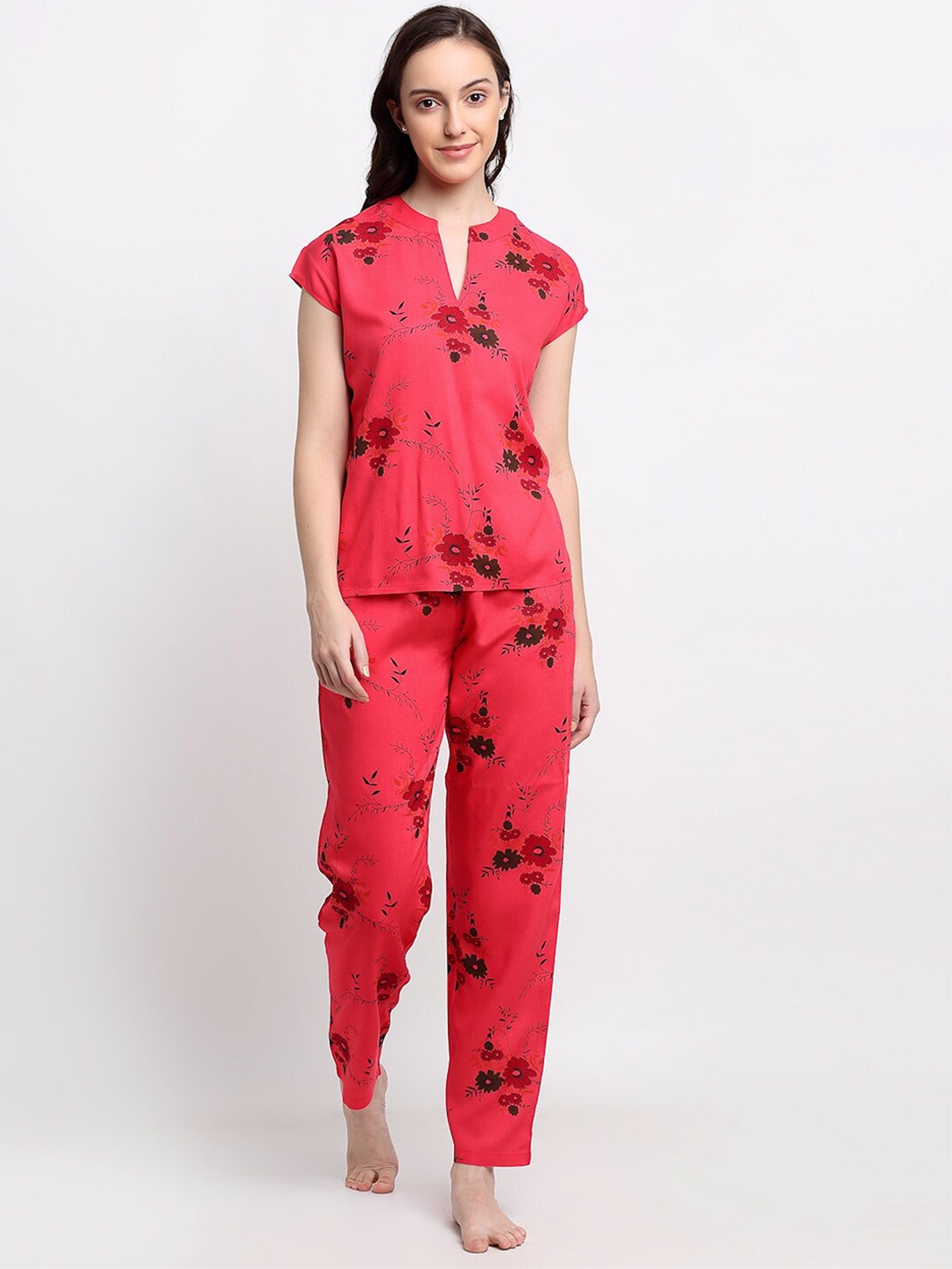 

Katn India Women Pink & Brown Printed Night suit