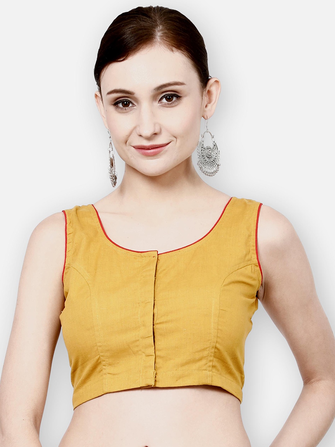 

Molcha Yellow Solid Pure Cotton Saree Blouse