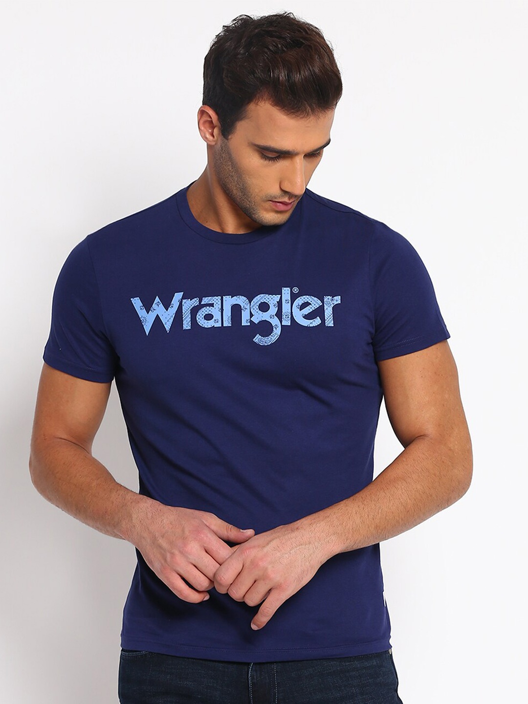 

Wrangler Men Blue Typography Printed T-shirt