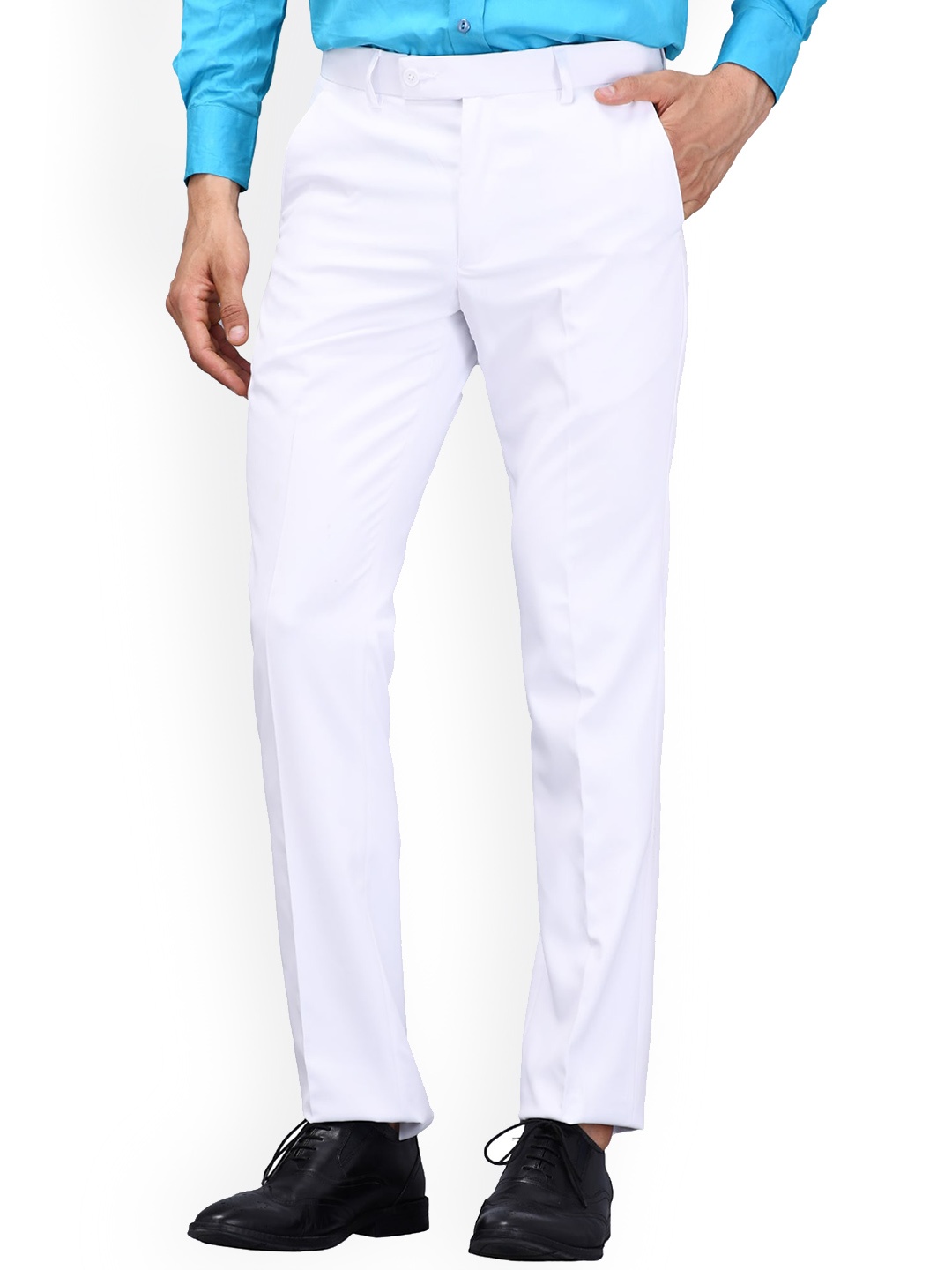 

Vandnam Fabrics Men White Smart Slim Fit Formal Trousers