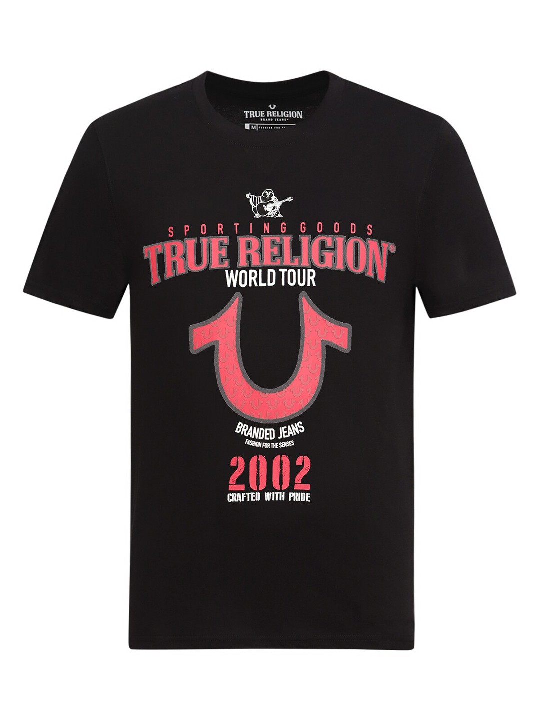 

True Religion Men Black Typography Printed V-Neck T-shirt
