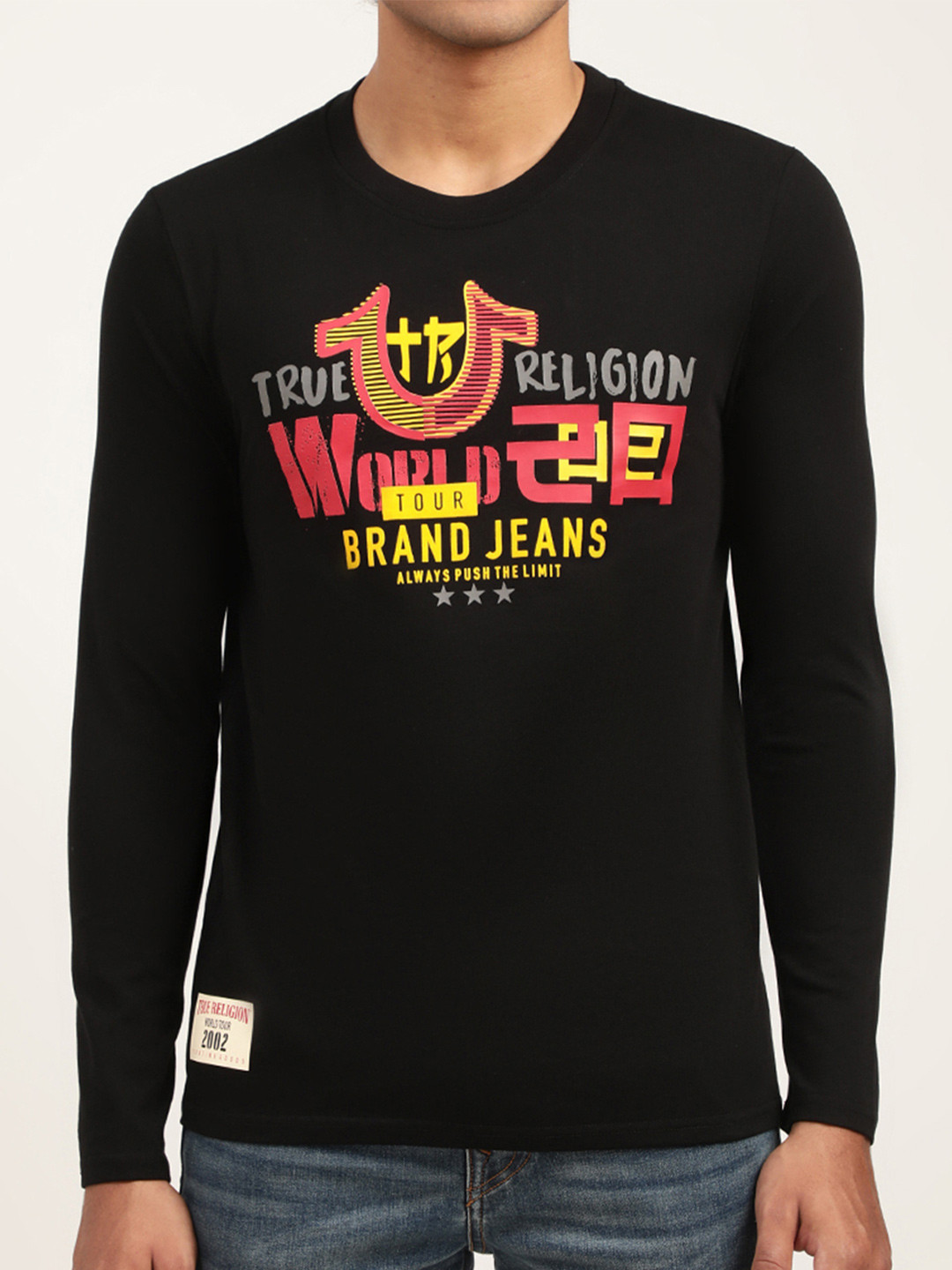 

True Religion Men Black Typography Printed T-shirt