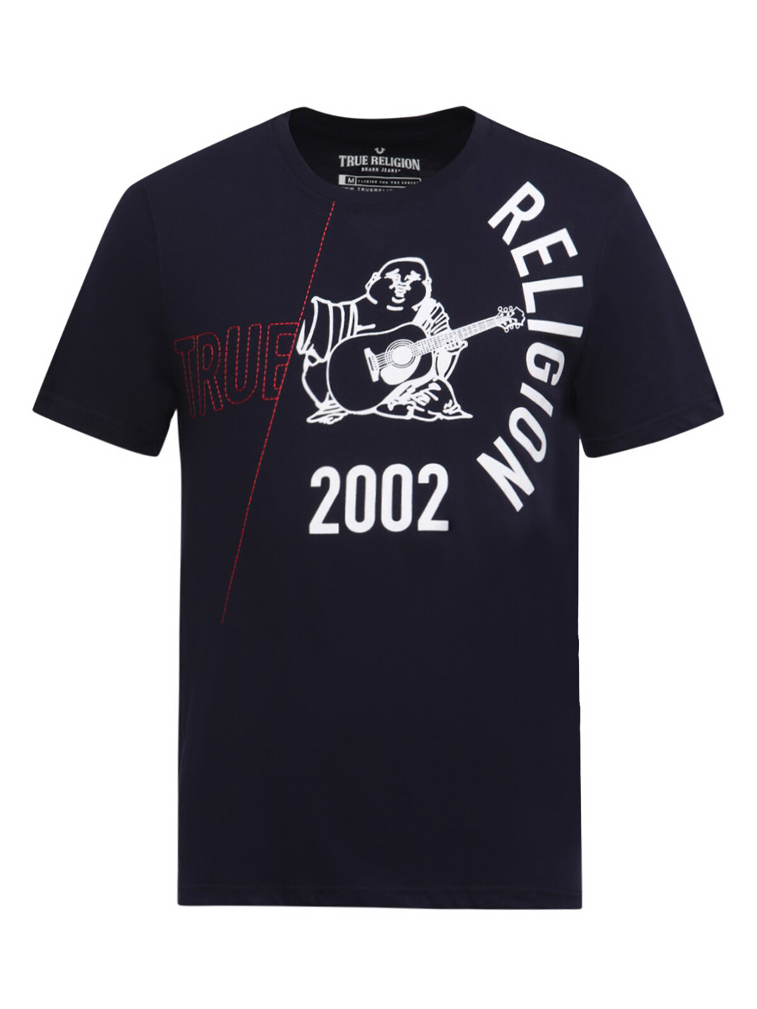 

True Religion Men Navy Blue Typography Printed Pure Cotton T-shirt
