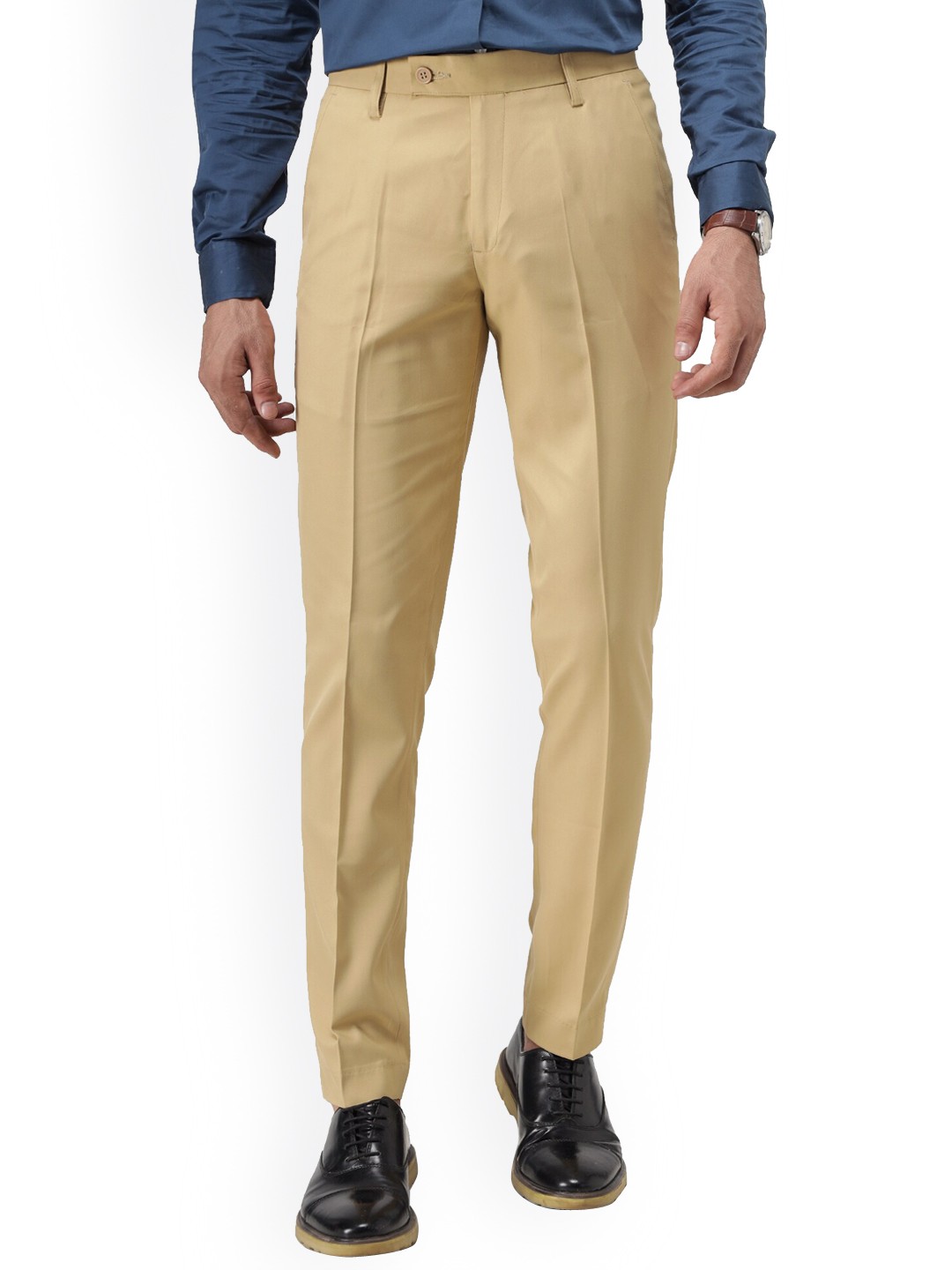 

Vandnam Fabrics Men Beige Smart Slim Fit Formal Trousers