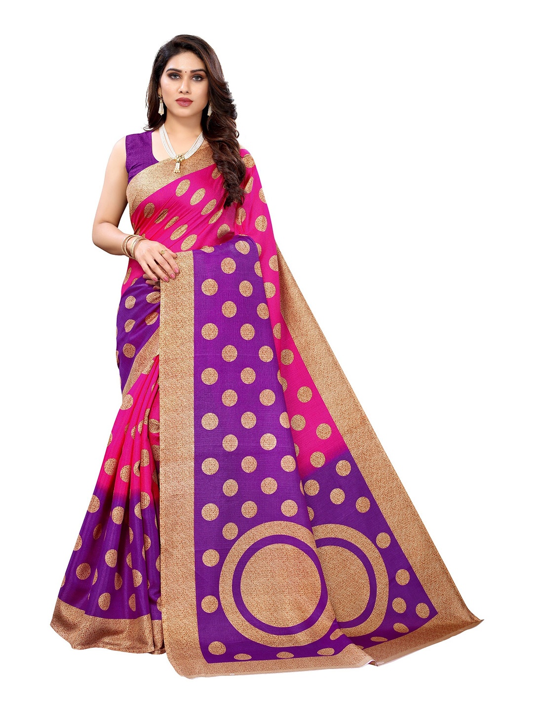 

Yashika Pink & Purple Printed Art Silk Saree