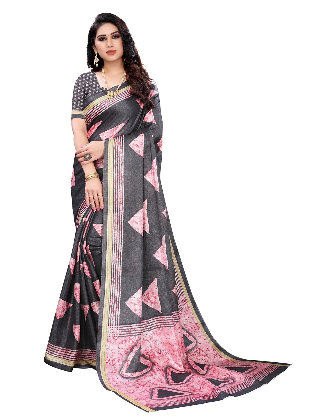 

Yashika Charcoal & Pink Art Silk Saree
