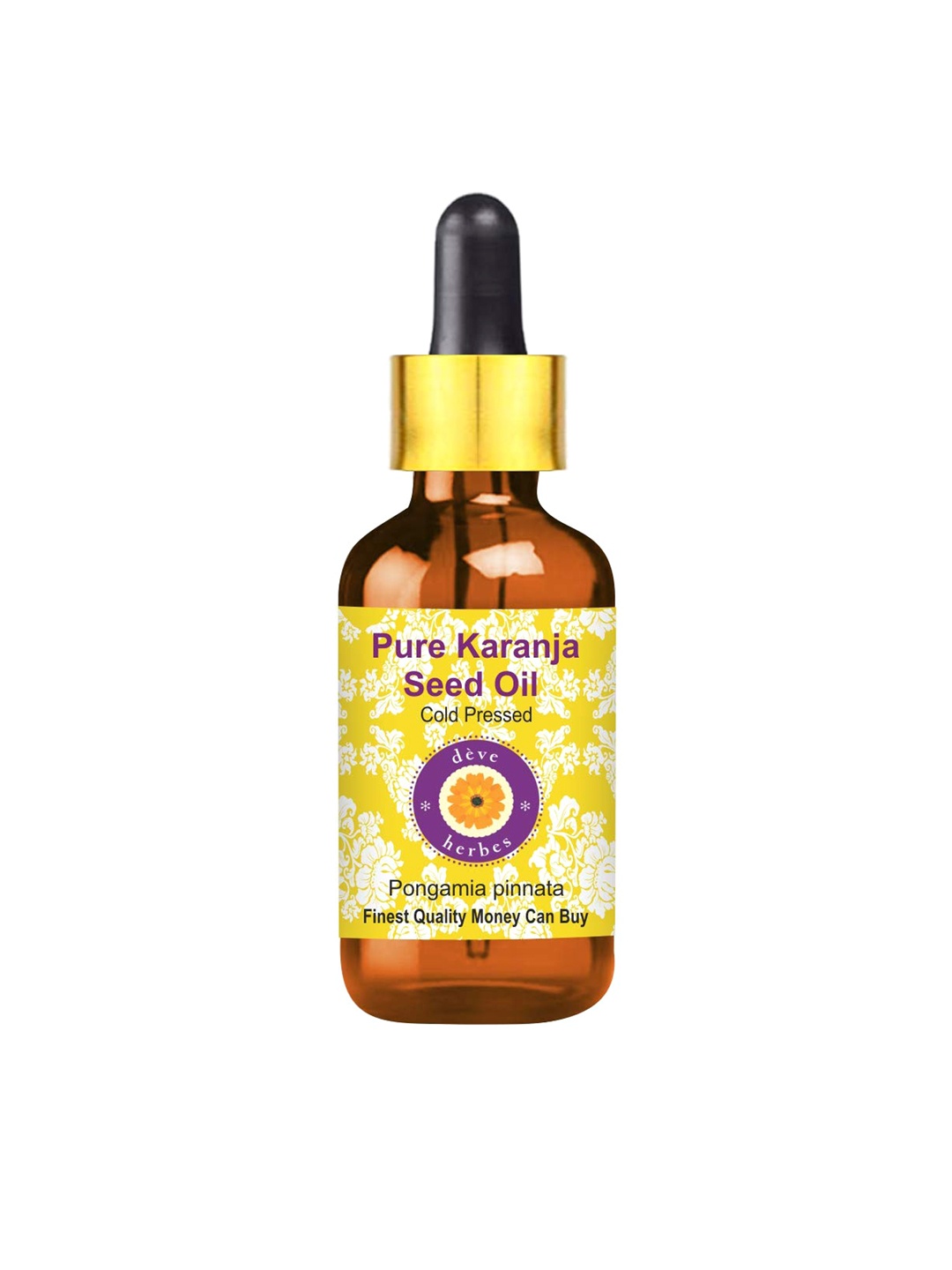 

Deve Herbes Pure Karanja Seed Cold Pressed Oil with Glass Dropper - 50 ml, Yellow