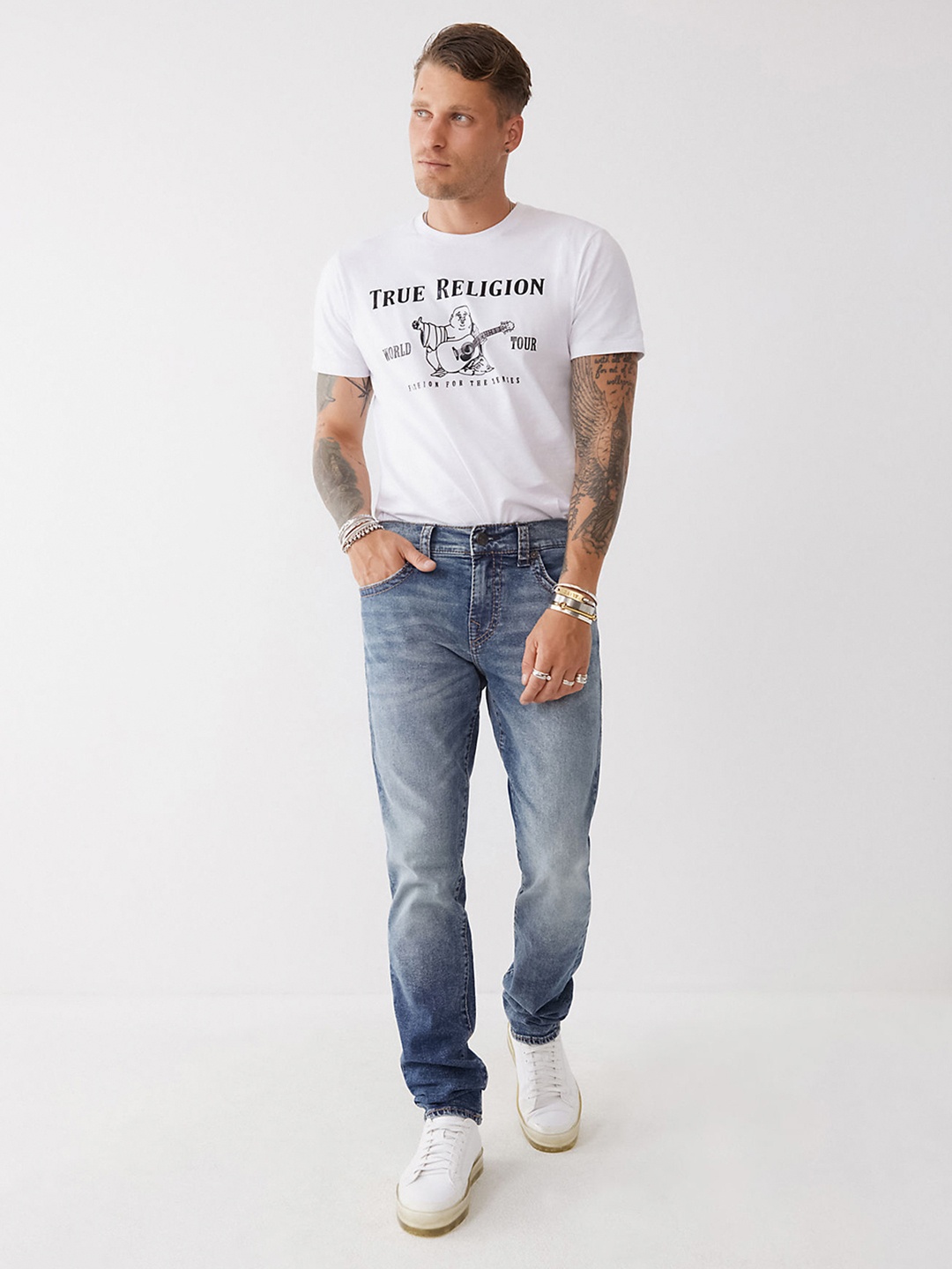 

True Religion Men Big T Rocco Slim Fit Heavy Fade Jeans, Blue