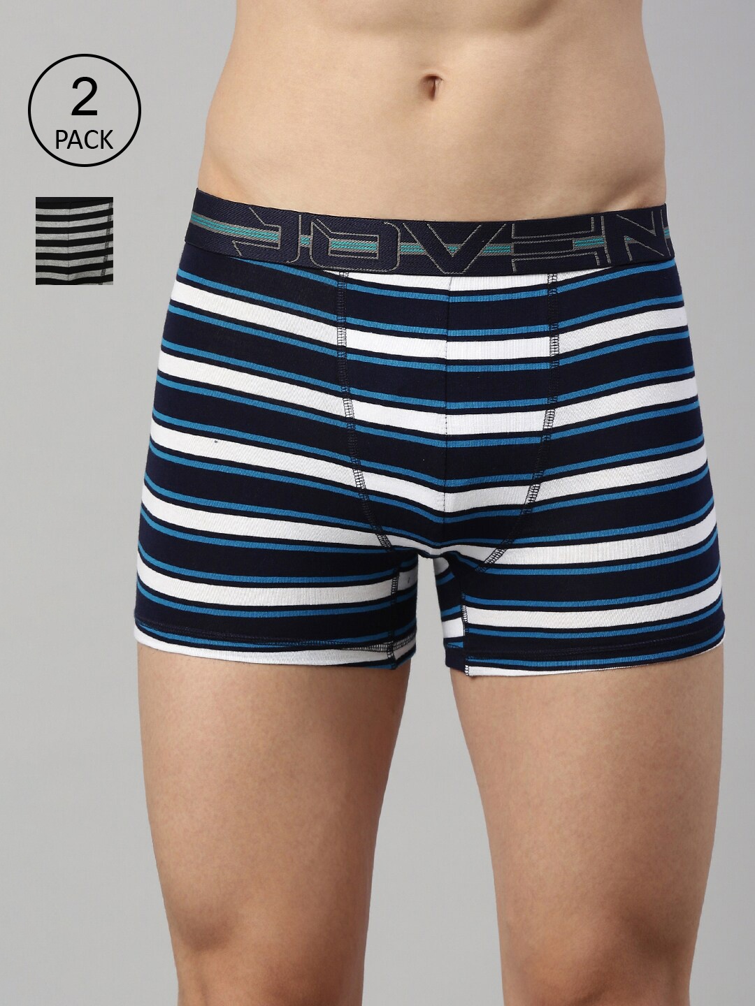 

Joven Men Pack Of 2 Striped Cotton Trunks 2TYD-C4, Black