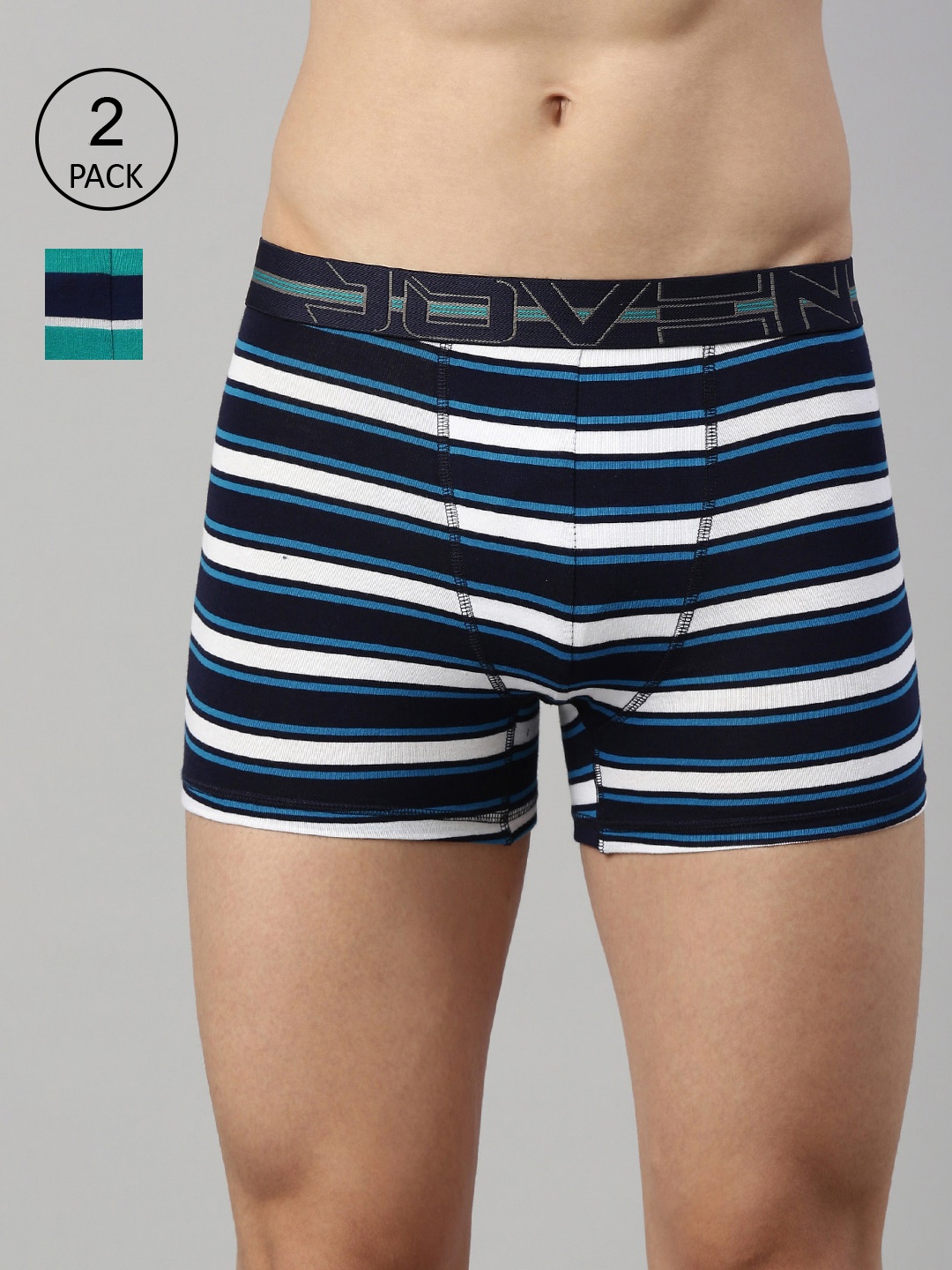 

Joven Men Pack Of 2 Striped Cotton Trunks 2TYD-C9, Green