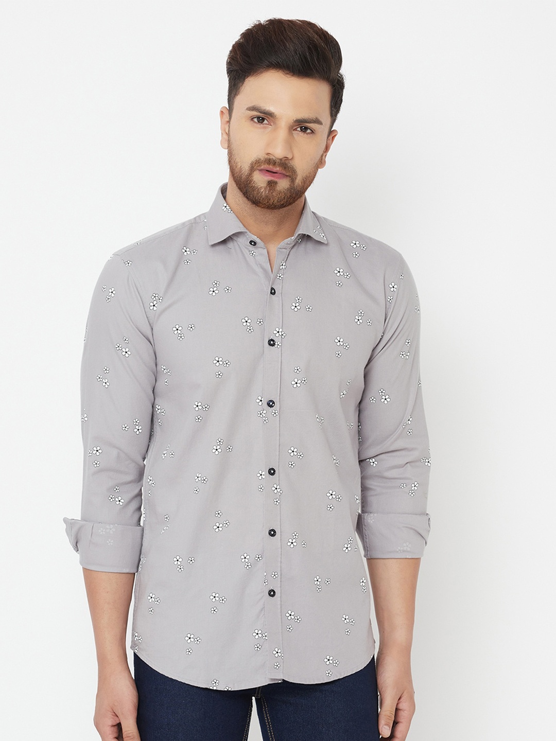 

JOLLY'S Men Grey Floral Printed Casual Shirt