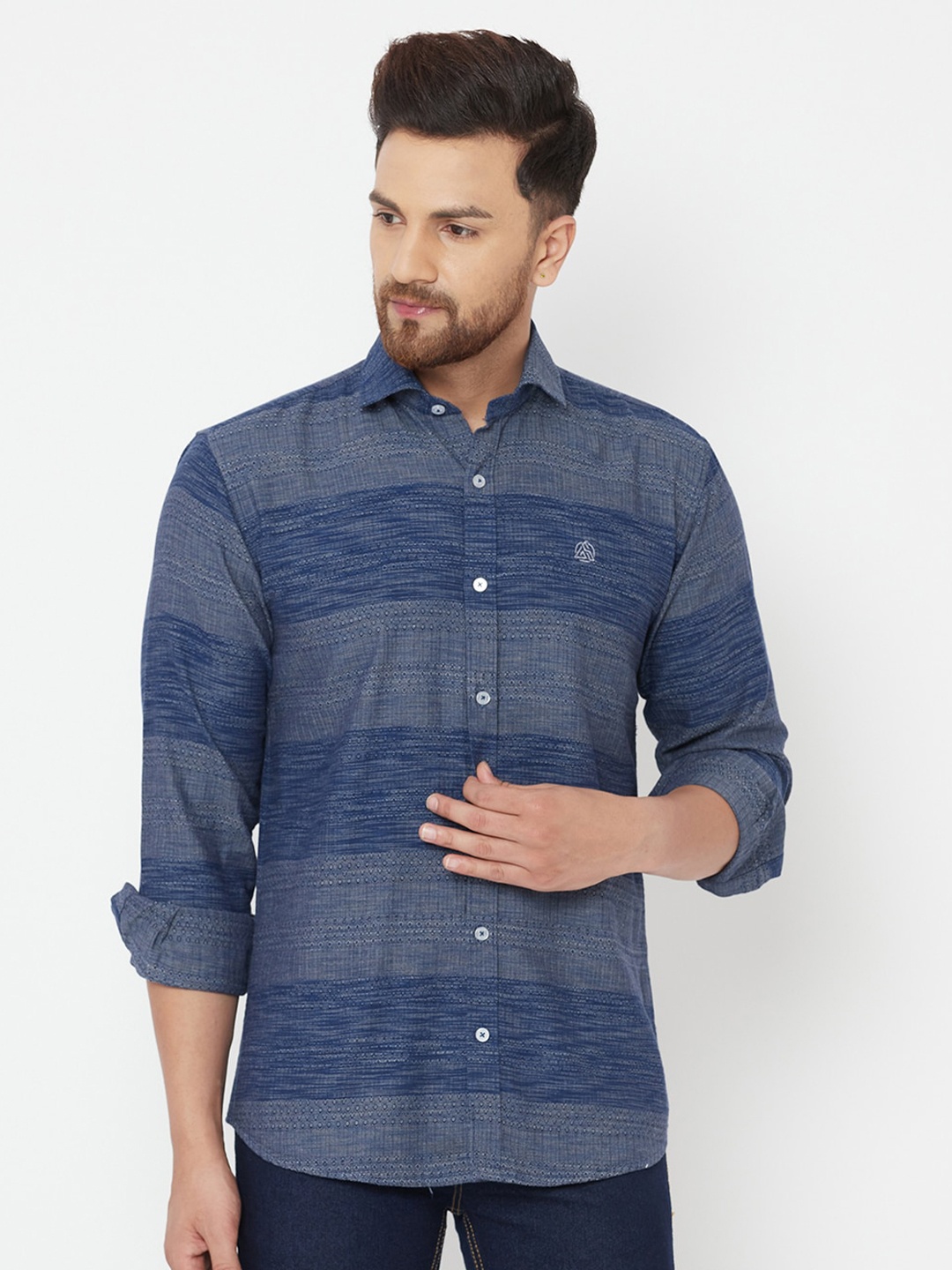 

JOLLY'S Men Navy Blue Horizontal Striped Casual Shirt