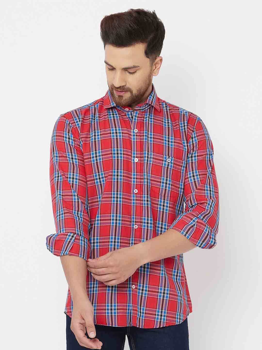 

JOLLY'S Men Red & Blue Tartan Checked Casual Shirt