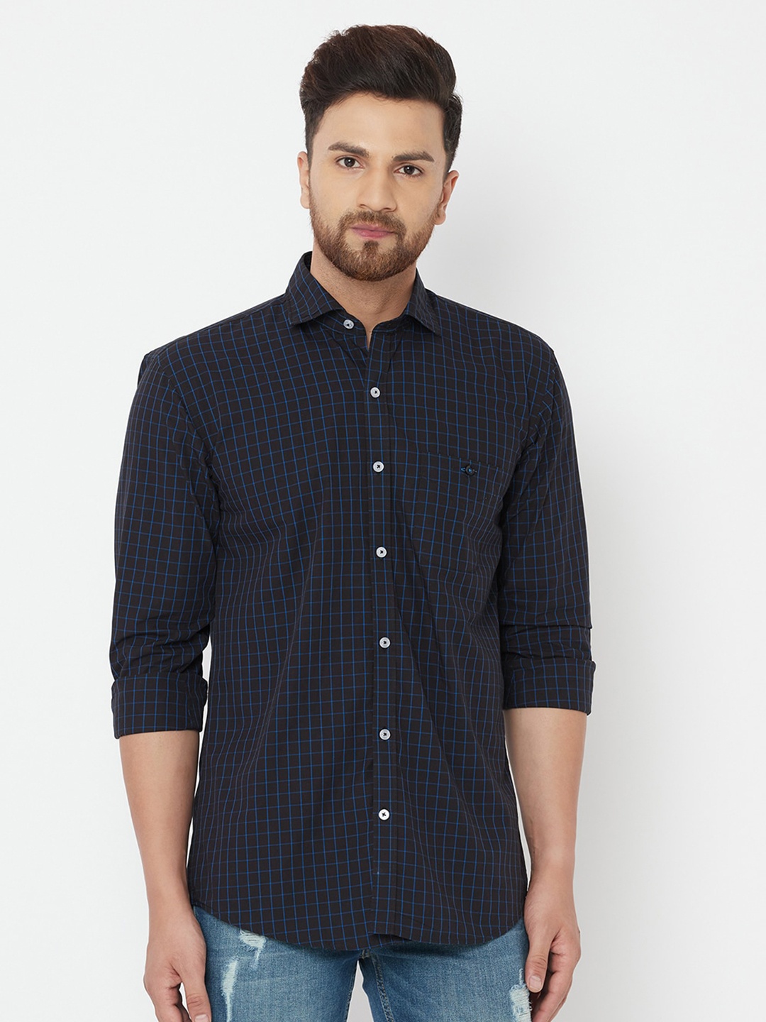 

JOLLY'S Men Black Straight Grid Tattersall Checked Casual Shirt