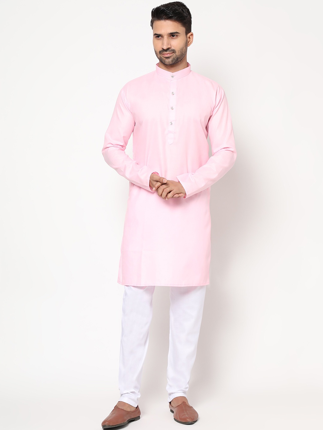 

PEONY SMART WORLD Men Pink Linen Kurta with Pyjamas