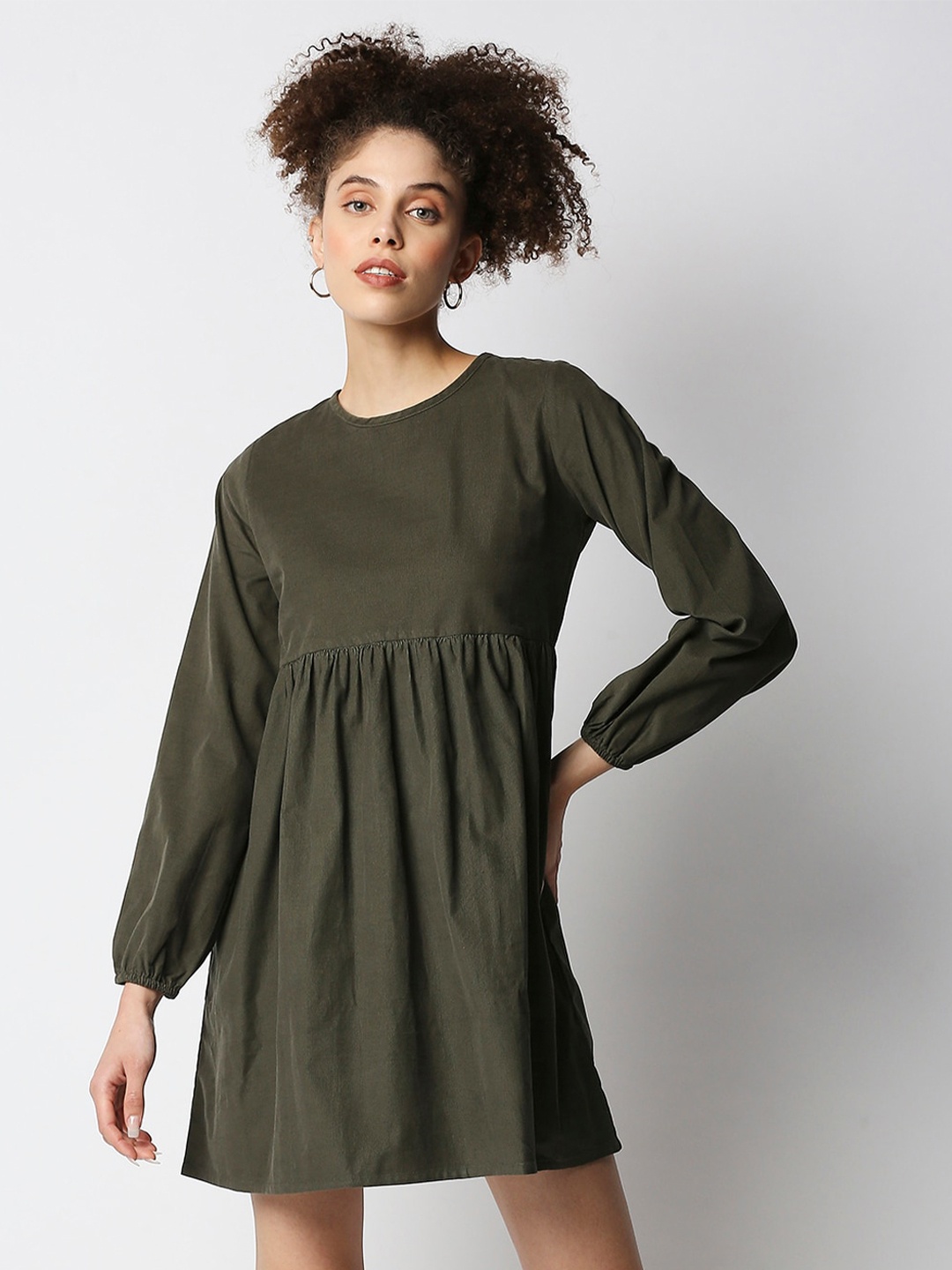 

Disrupt Women Olive Green A-Line Mini Dress