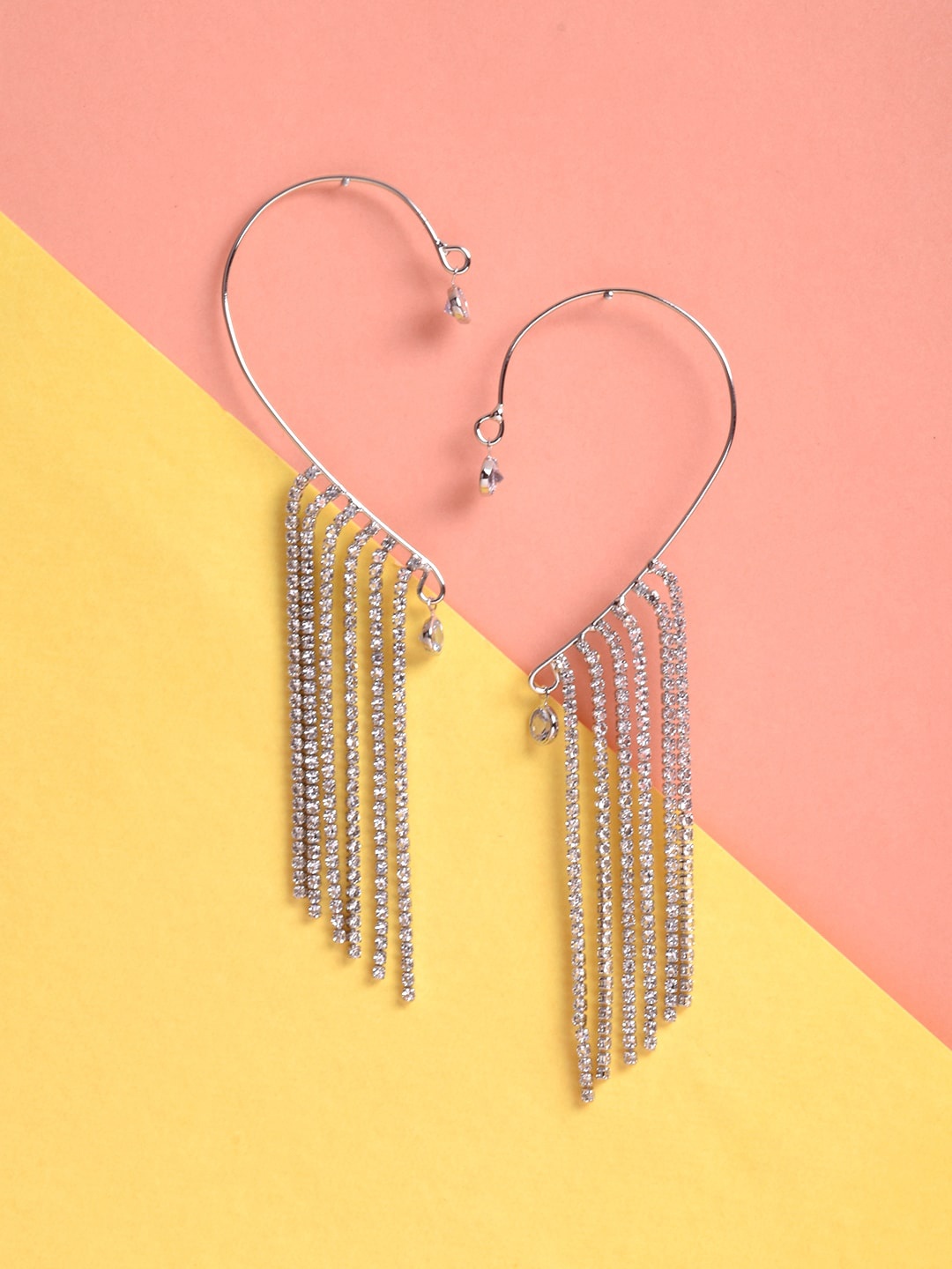 

STEORRA JEWELS Silver-Toned Contemporary Ear Cuff Earrings