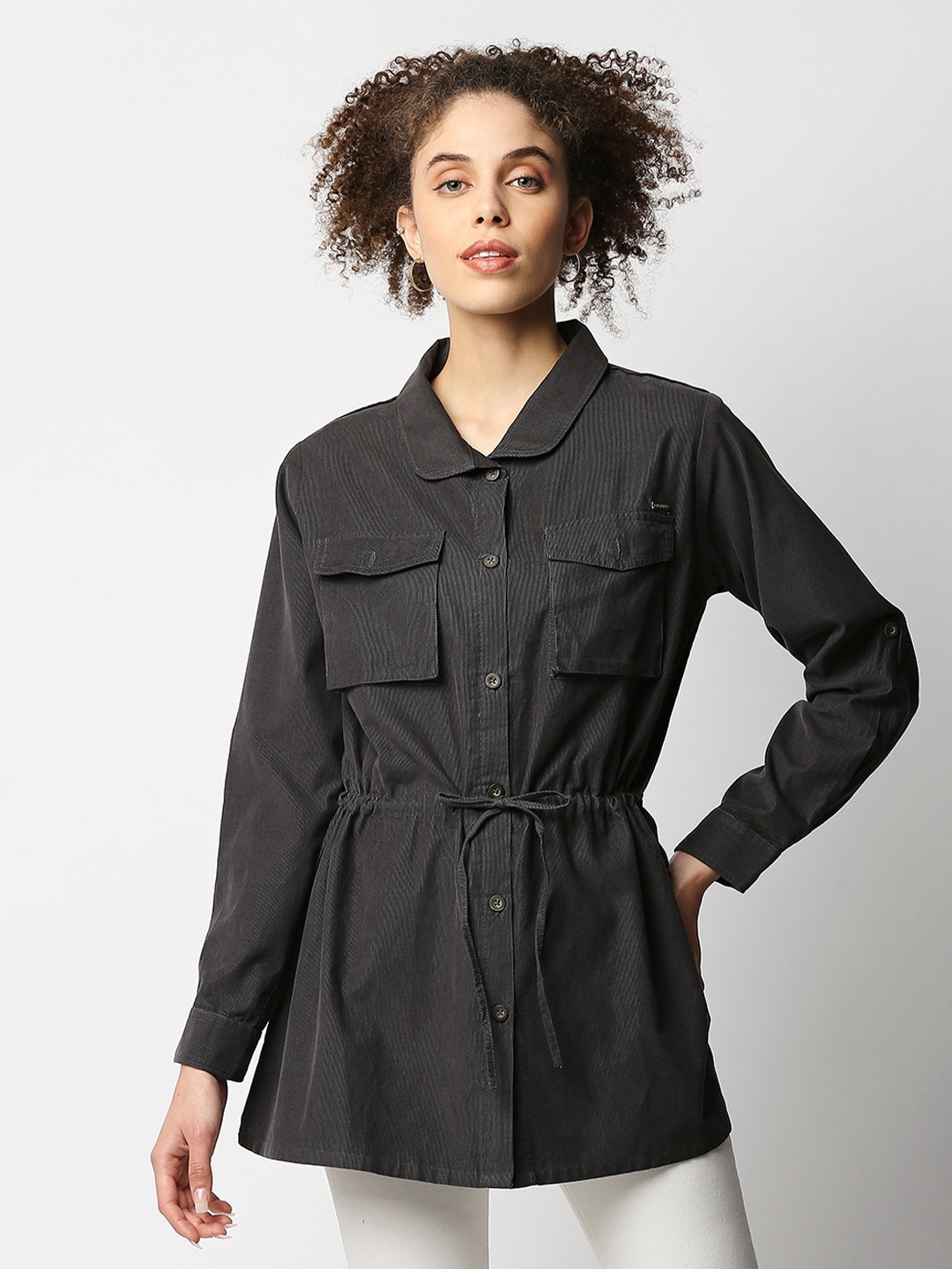 

Disrupt Women Charcoal Smart Boxy Casual Shirt
