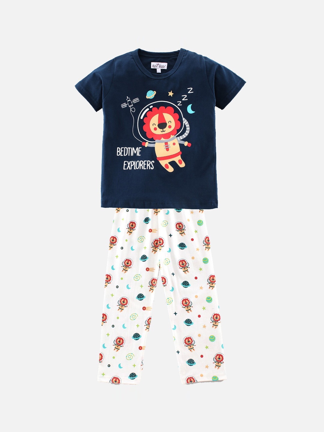 

Nite Flite Kids Multicoloured Printed Cotton Night suit, Multi