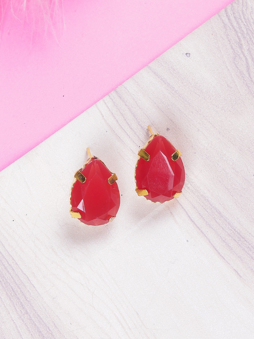 

DIVA WALK Gold-Plated Red Studs Earrings
