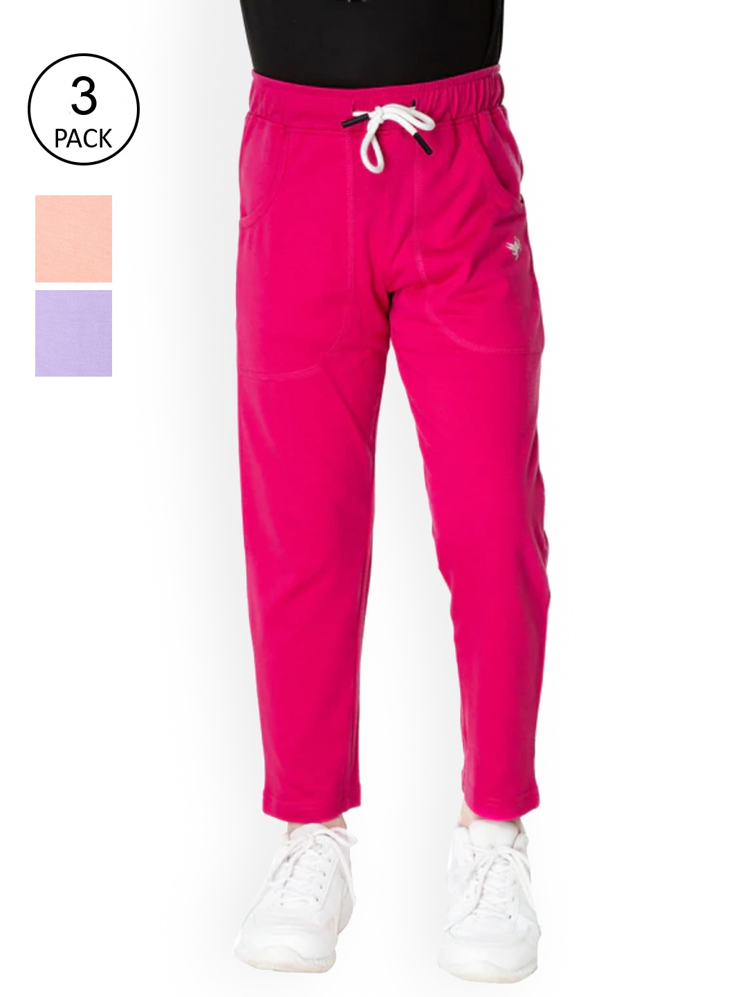 

Stupid Cupid Girls Pack Of 3 Solid Track Pants, Peach