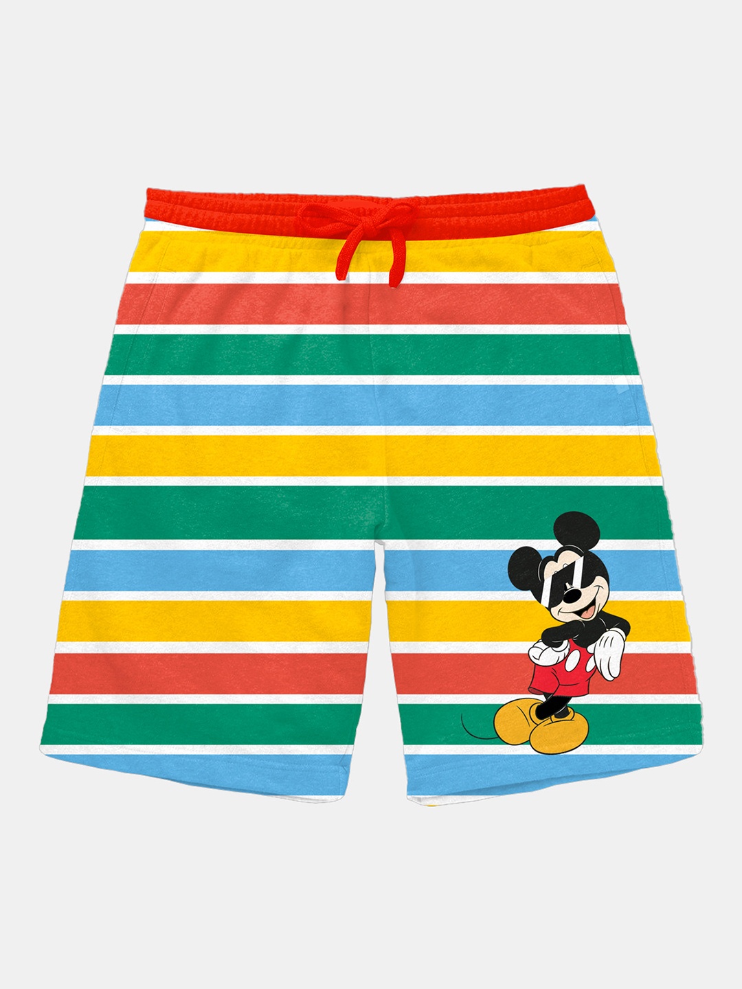 

BONKIDS Boys Multicoloured Striped Mickey Mouse Shorts, Multi