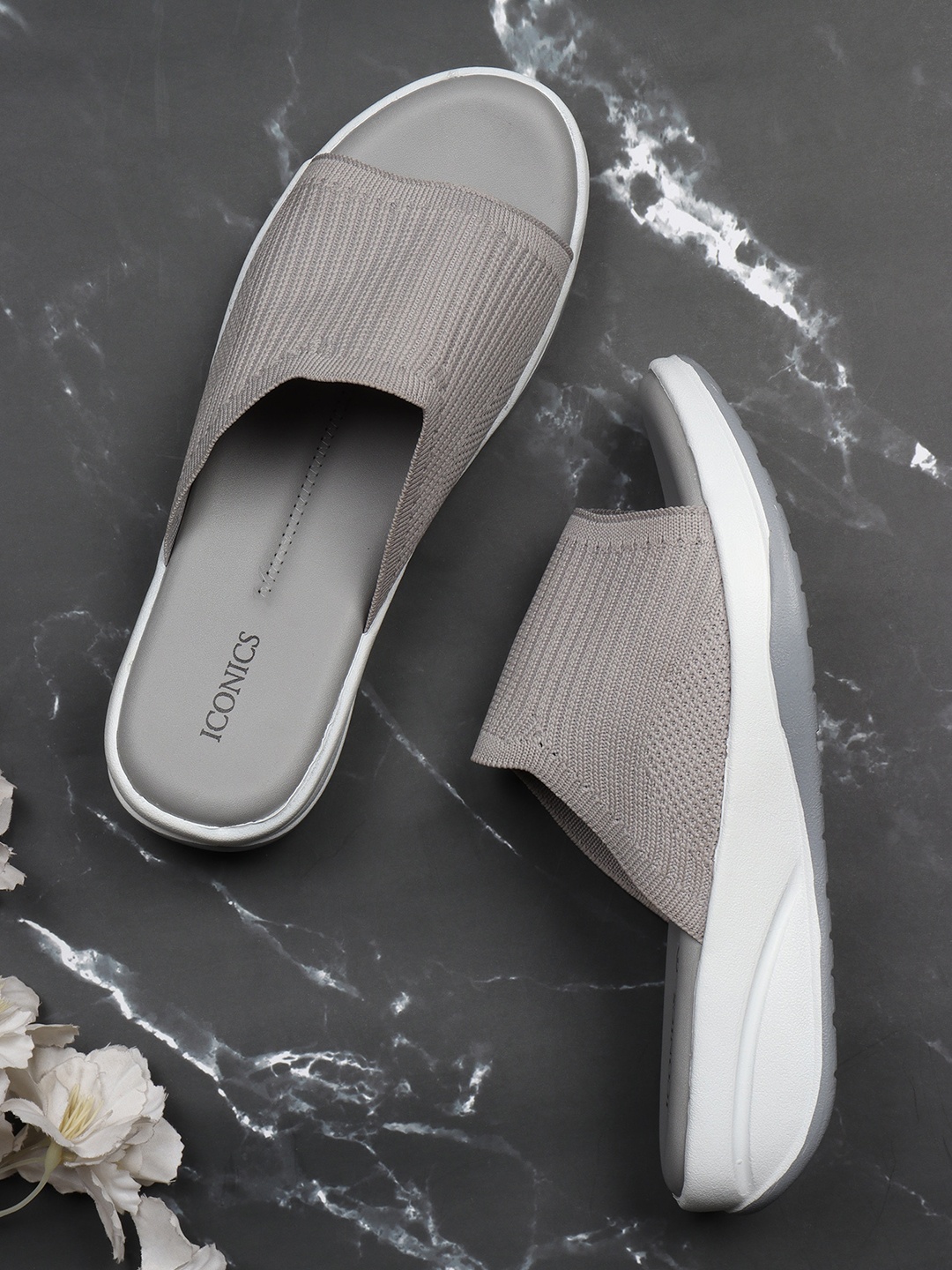 

ICONICS Women Grey Comfort Peep Toes