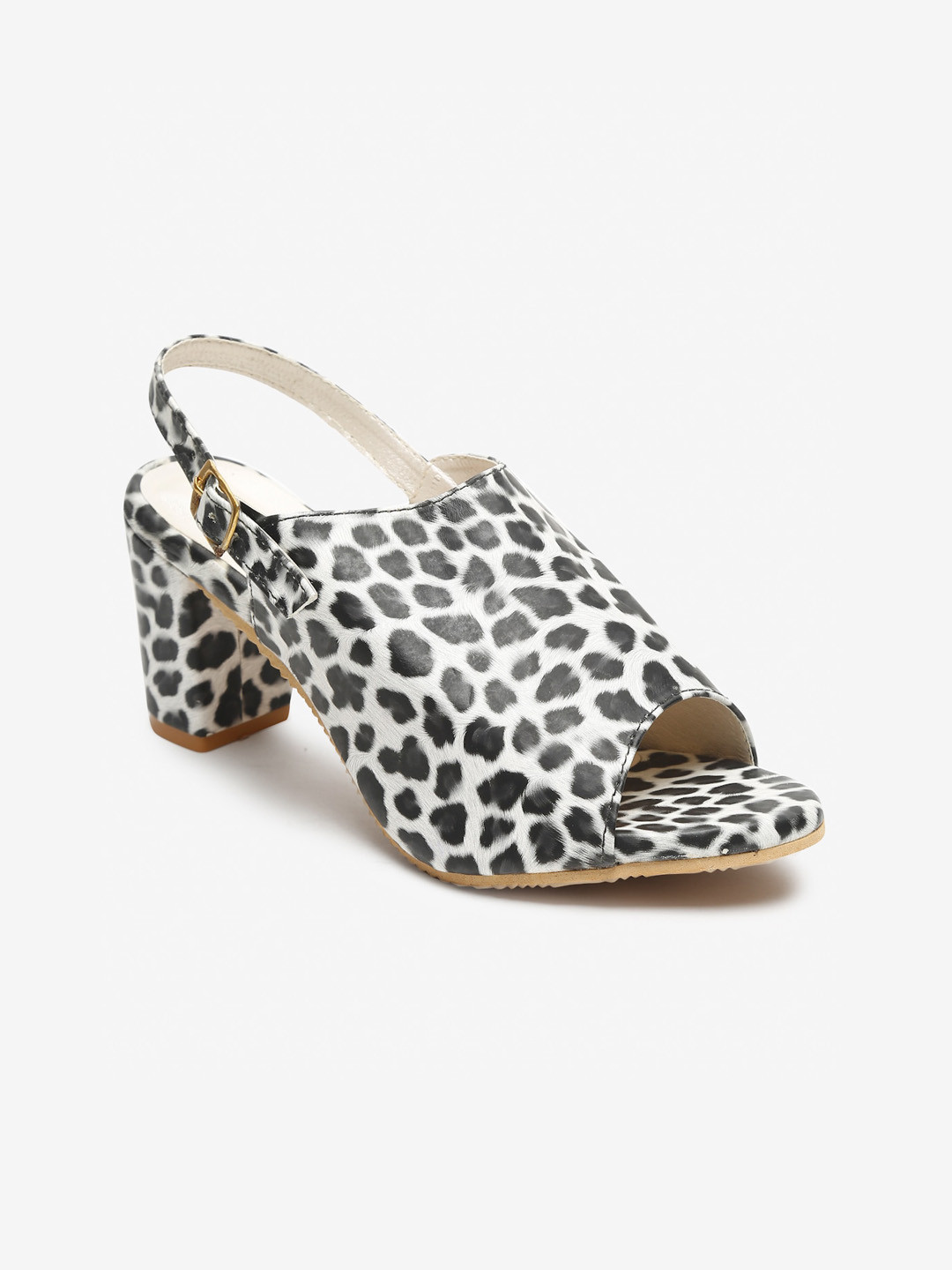 

Misto Black & White Printed Block Heels