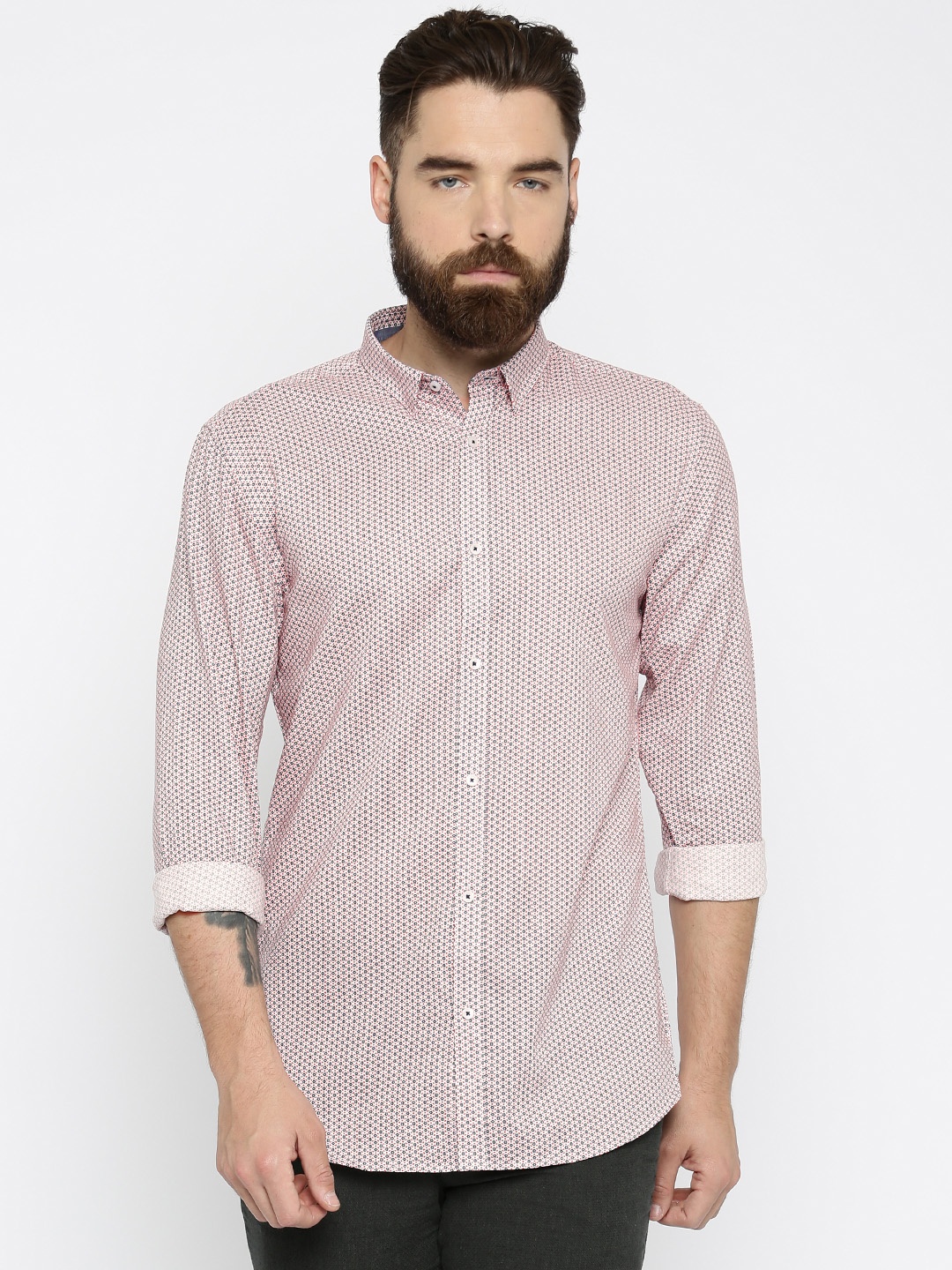 

Jack & Jones Men Red Slim Fit Printed Casual Shirt