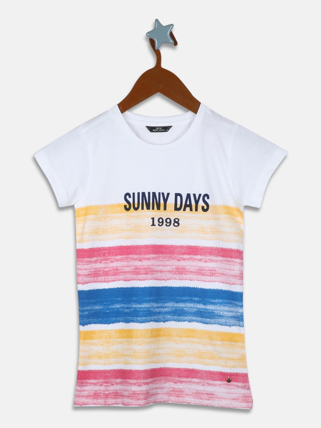 

Monte Carlo Girls Off White & Blue Striped Top