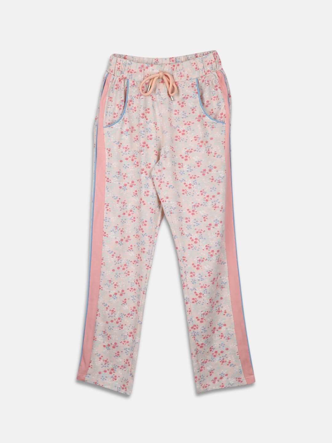 

Monte Carlo Girls Peach-Coloured & Blue Printed Lounge Pant